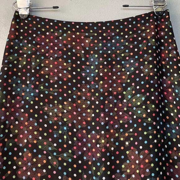 White Stag Reversible Skirt Size Large Black Floral Dot Fairy Goth Dark Romantic - Picture 6 of 10